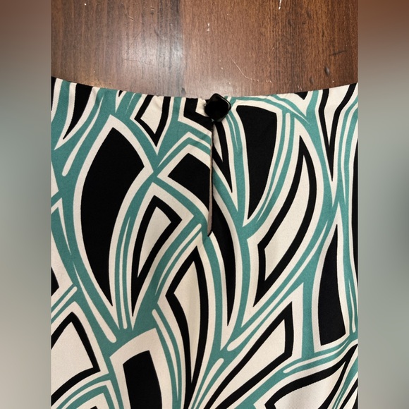 Tibi Shift Dress Size 10 Geometric Pattern Black White Teal 100% Silk Business - Picture 8 of 16